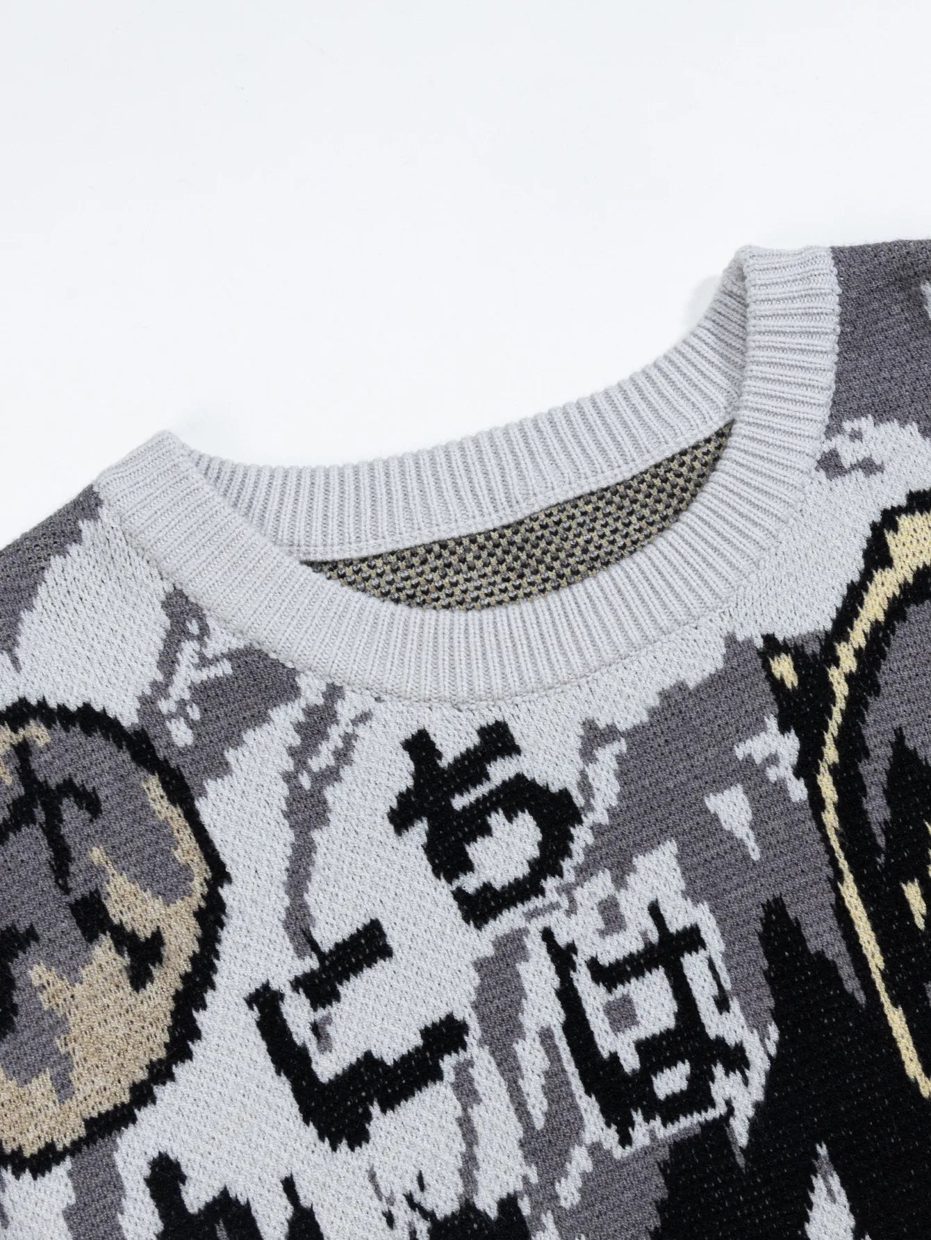 Loose Long Sleeve round Neck Knitted Sweater High Street Trendy Brand Men's Cartoon Couple Casual Breathable Elastic