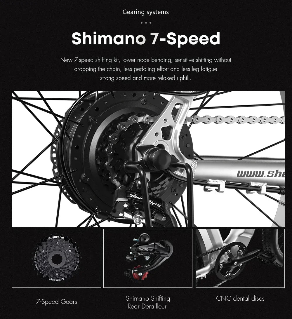 Electric bicycle Shengmilo MX04 1000W Motor 48V 15AH lithium battery Electric Bike 26inch Fat Tire Mountain Off-Road Snow E-bike