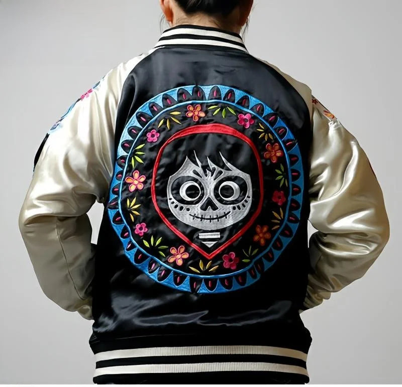 Premium Sukajan Hamahiga Full Embroidery Patchwork Jacket Outerwear Color Block Youth Trend Standard Fit Long Sleeve Zipper C...