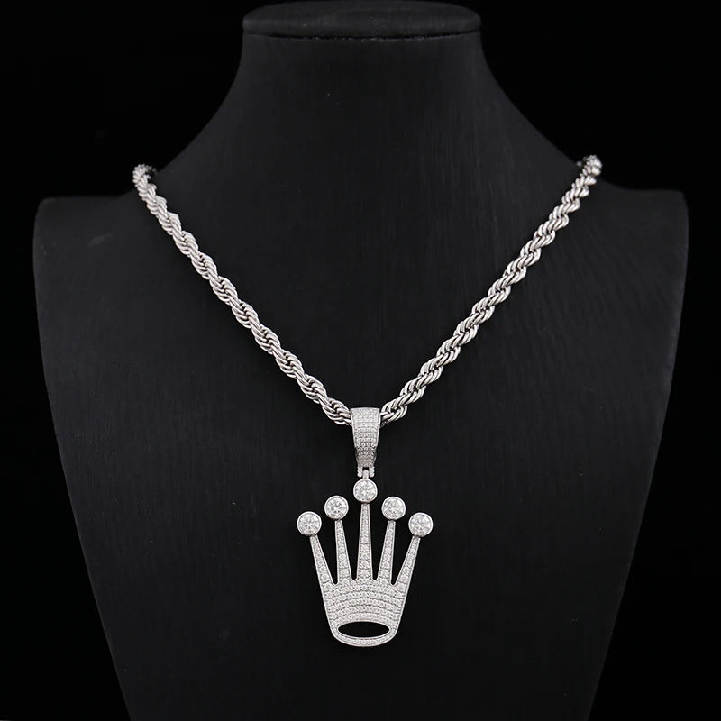 Provence custom hip hop jewelry 925 silver crown pendant iced out lab diamond pendant men women party birthday Anniversary gift