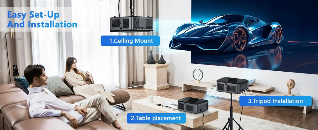 XIWBSY 1000ANSI Android Projector 25000 Lumens 4K AutoFocus/Keystone Projector Office Video Home Theater Portable Beamer Outdoor