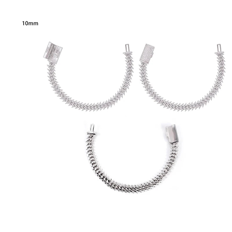 Hiphop 10mm Iced Out Moissanite Cuban Chain Necklace Men Jewelry 925 Sterling Silver Bracelet Pass Diamond Tester Wholesale Gift