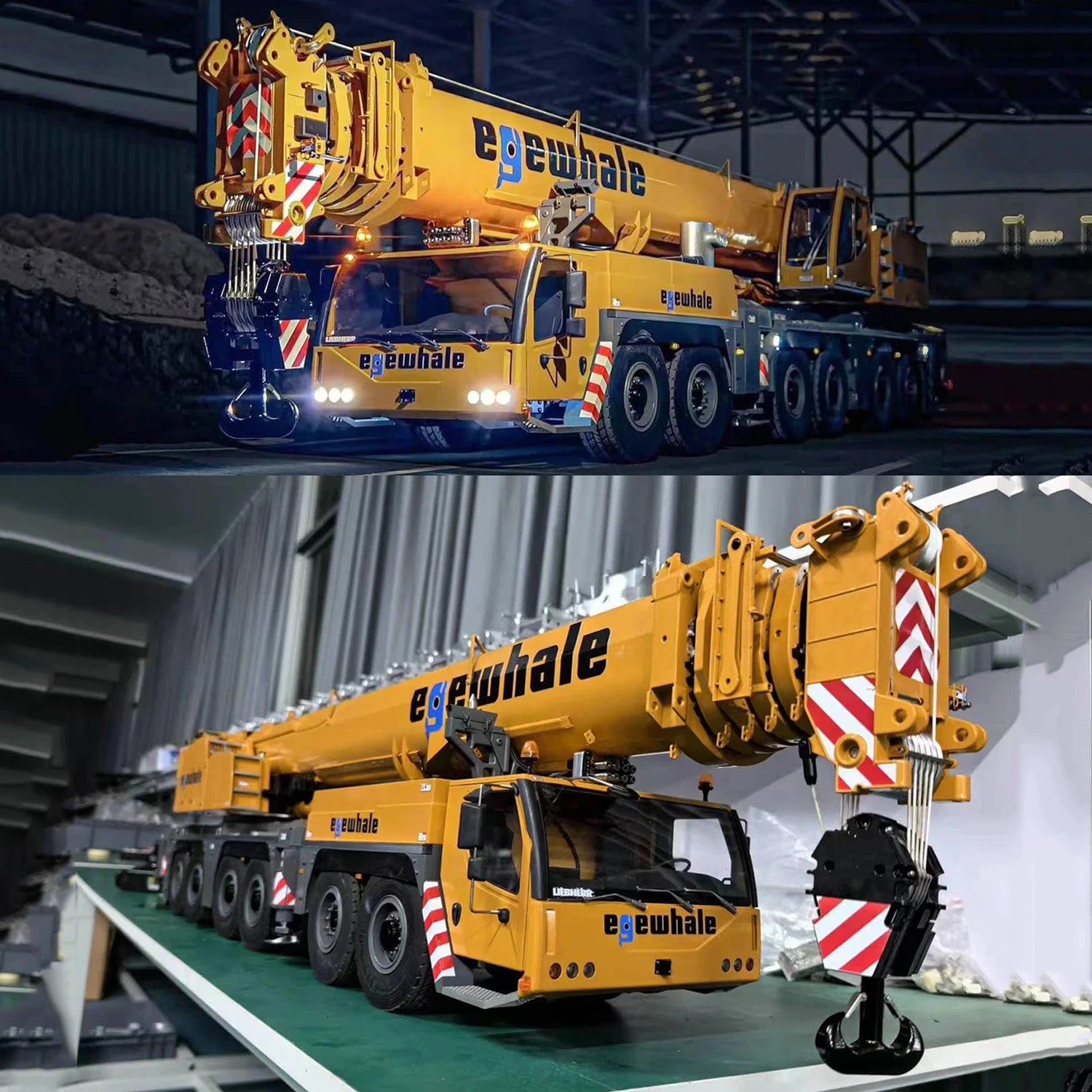 D1350 RC Crane 1/14 6-Axis RC Crane Hydraulic Electric Crane Metal Model with Light and Sound System Adult RC Car Model Toy