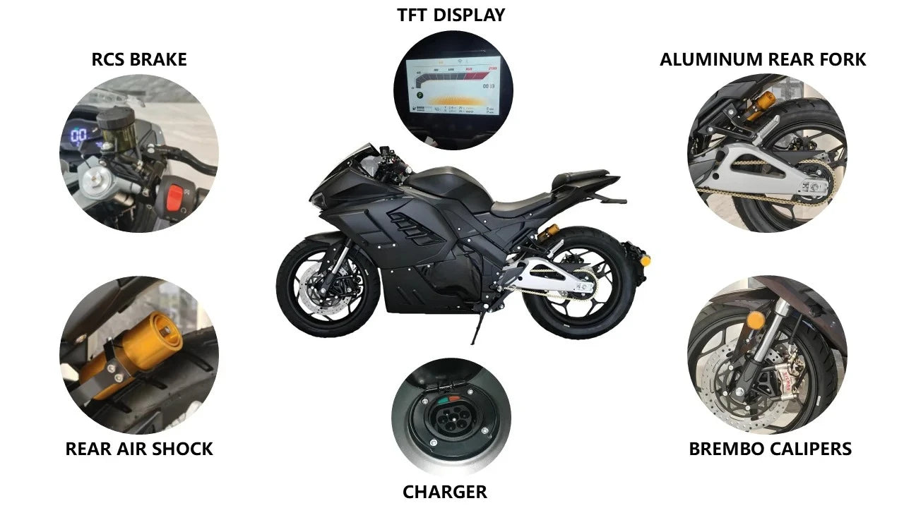 Motorcycle Center Chain Motor Good Price 4000W 240km Max Range 130KM/H Electric Motorcycle