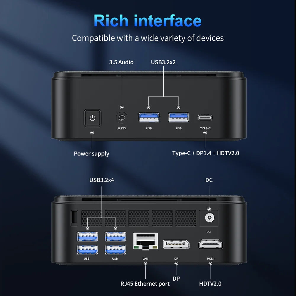 ACEMAGIC Mini PC with AMD Ryzen 5 7430U 16GB DDR4 512GB M.2 SSD Mini Gaming PC with USB Type-C Supports Triple 4K Display
