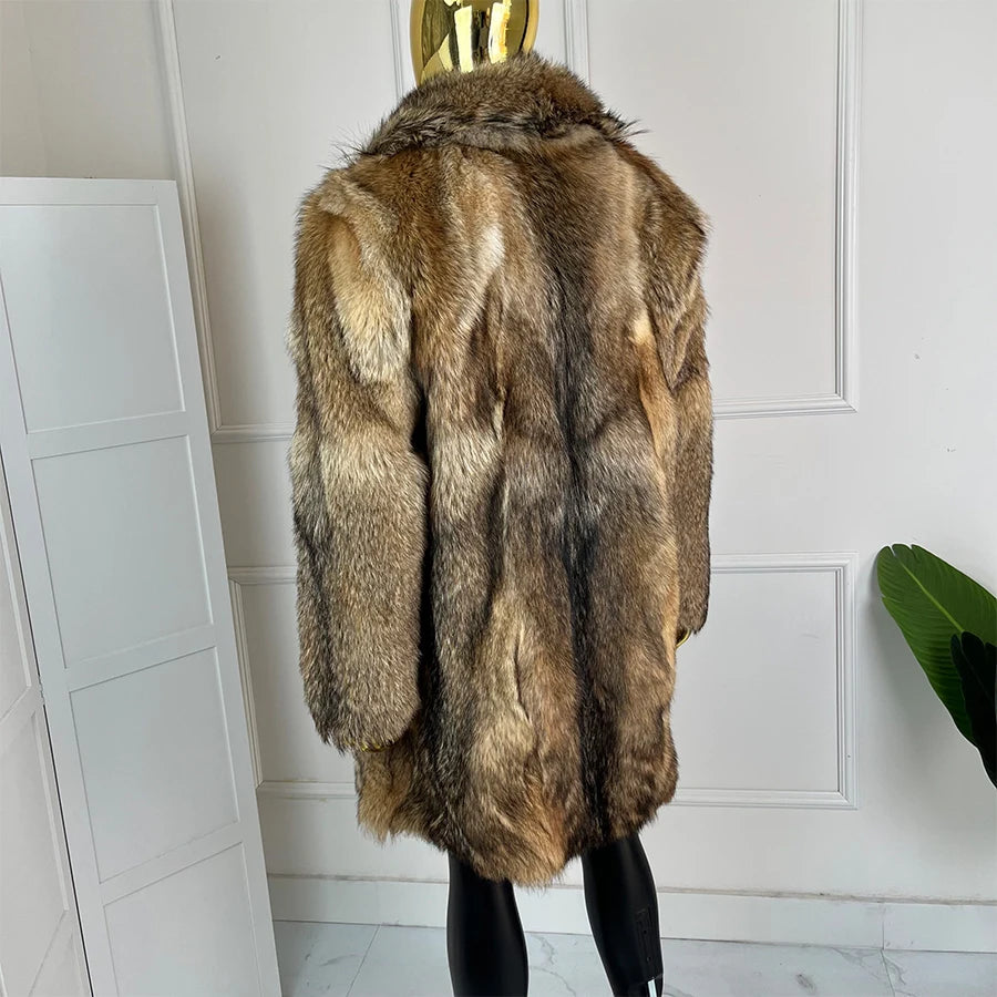 Real Fur Coat For Men Coyote Fur Coat Natural Wolf Fur Coats New Fashion Mens Clothing