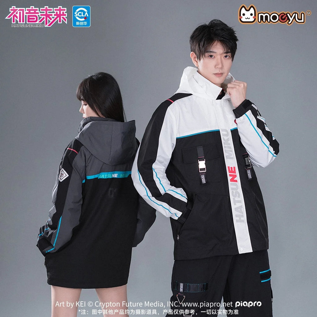 Moeyu Hatsune Miku Cosplay Jacket for Men Trench Hooded Jackets Man Winter Coat Women Clothes Anime Costume Casual Outwear