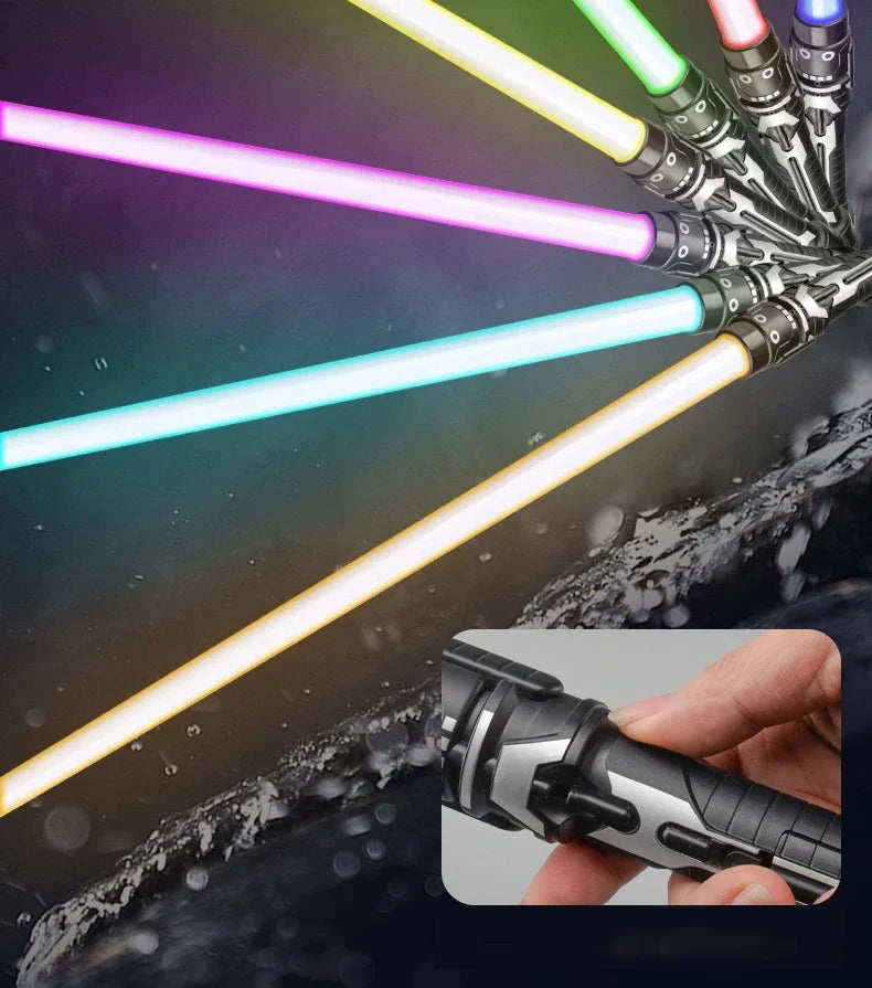 Colorful Glowing Sword Toys Laser Sword Lightsaber Red and Blue Double Saber Telescopic Music Cosplay Cool Flashing Children Toy