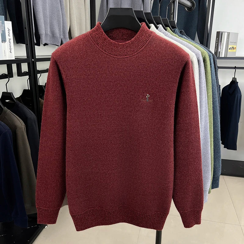 High end brand men's round neck sweater letters cartoon embroidery comfort casual knitted pullover fashion luxurious golf top