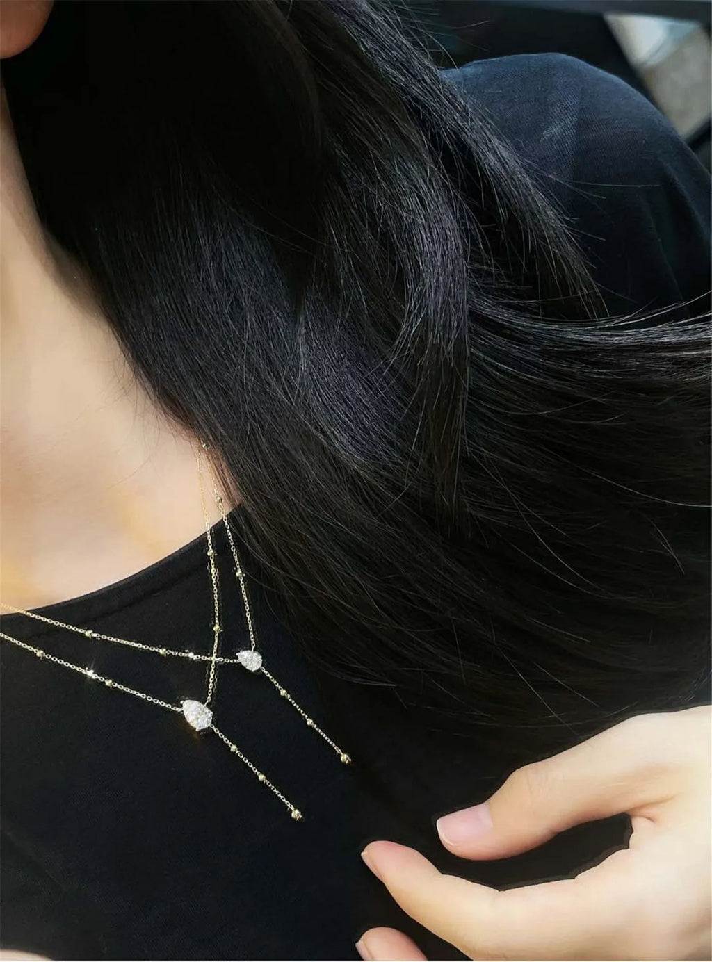 18K Solid Gold Lab-Grown Pear Shape Diamond Necklace, 0.5CT/1CT Fringe Teardrop Pendant with IGI Certificate, Customizable