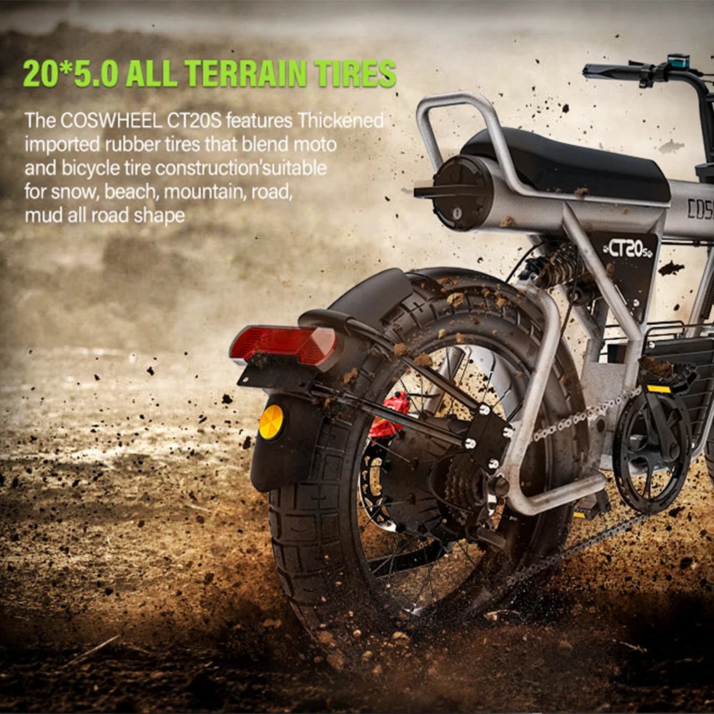 COSWHEEL CT20S 1500W E-Bike 60V 27.5Ah Battery 65km/H 120km Range Adults electric bike 20X5" Fat Tire EBike e bicycle