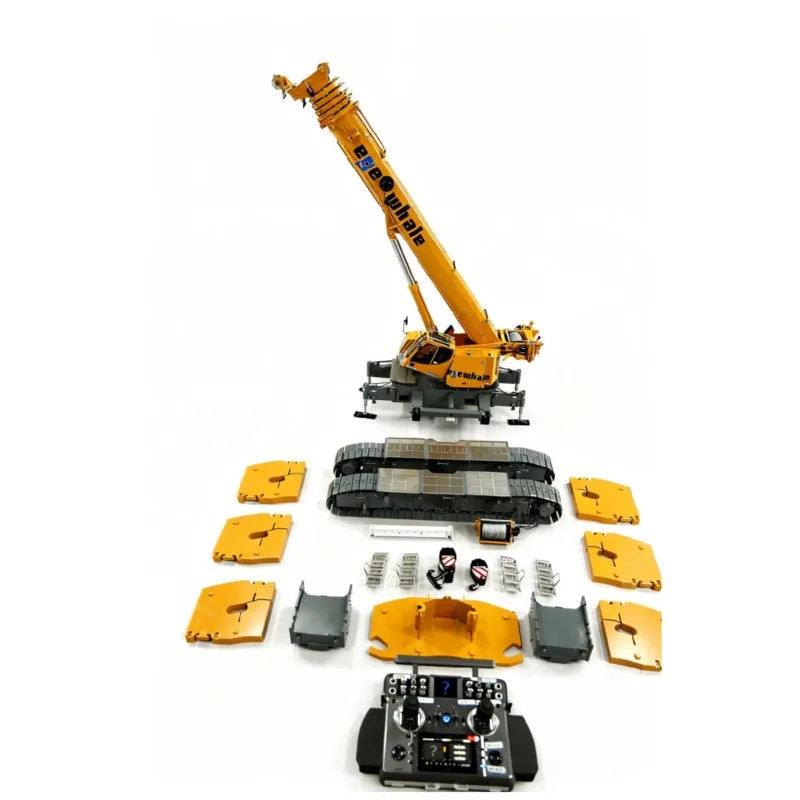D1220 1:14 Hydraulic Remote Control Telescopic Crawler Crane Heavy Duty RC Cranes Cars Tracked Construction Truck Models