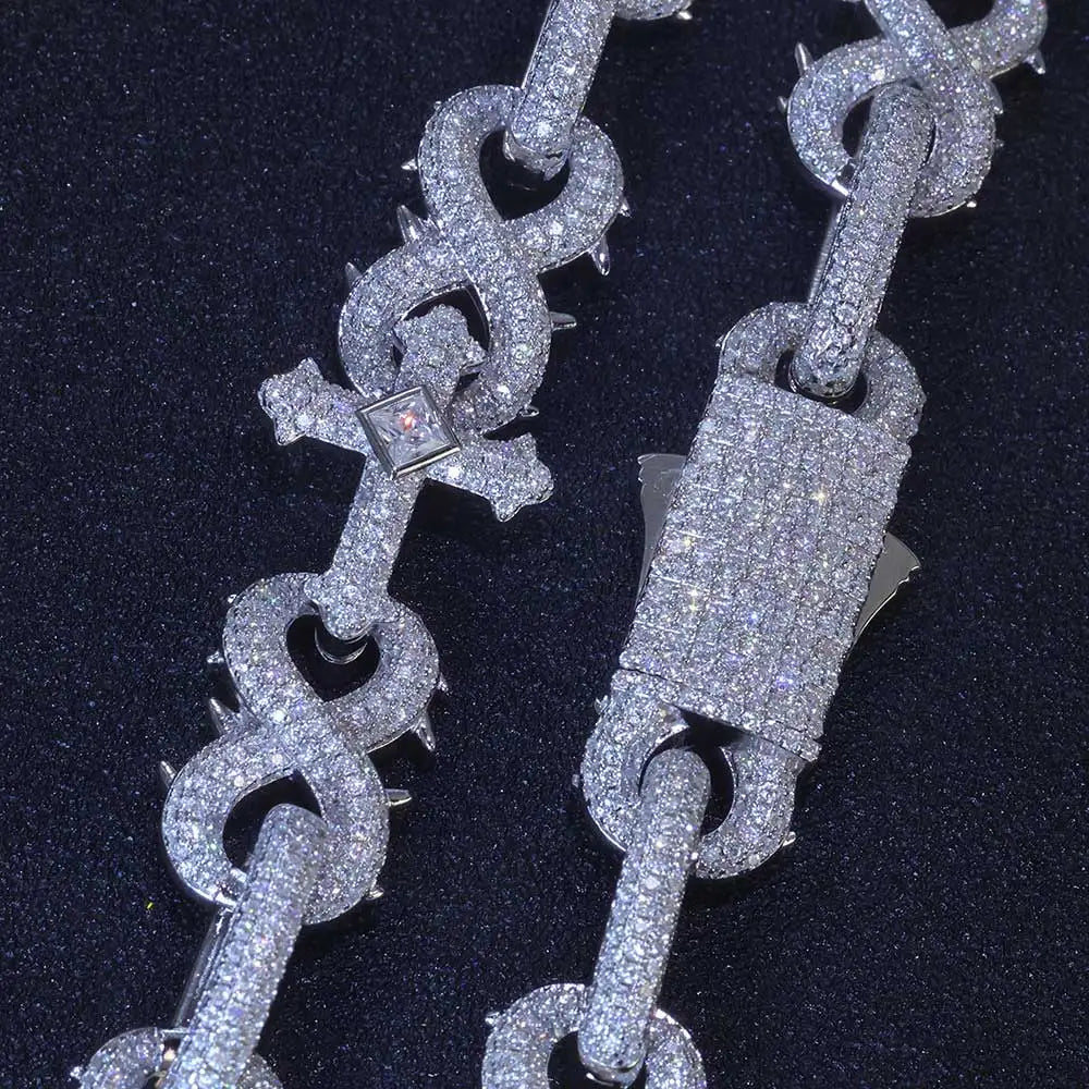 Wholesale Fine Jewelry Cross Moissanite Necklace 925 Sterling Silver Vvs Diamond Iced Out Moissanite Chain Men
