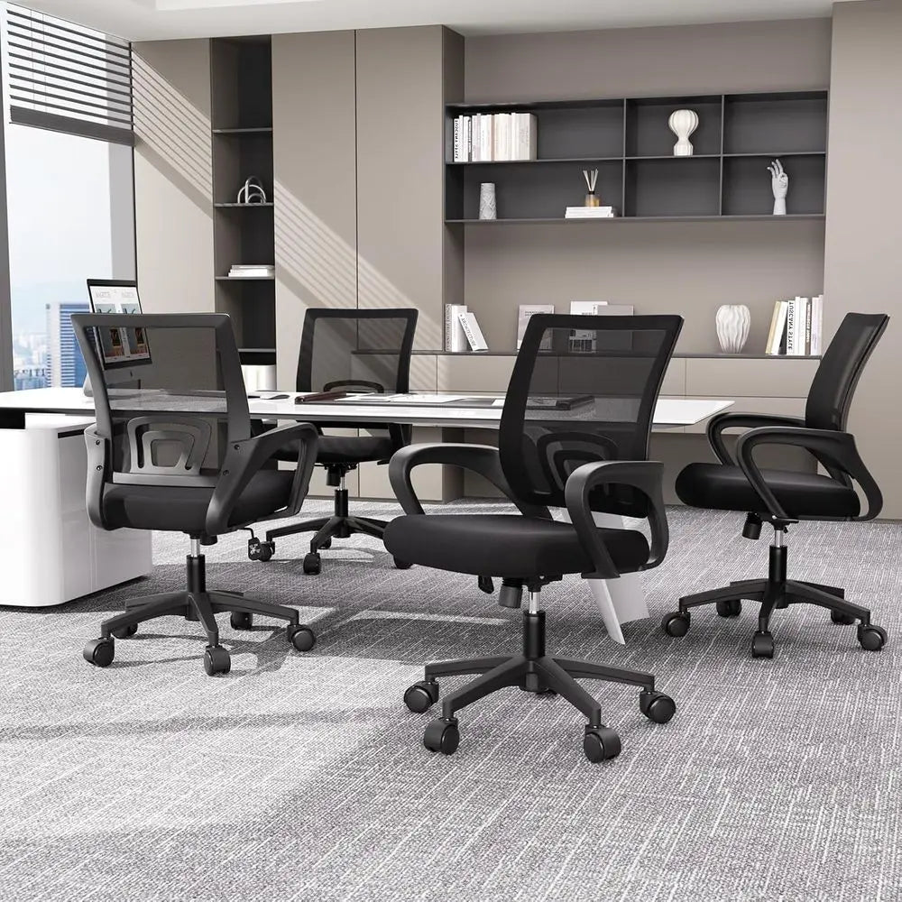 Mesh Back Ergonomic Office Chair, Adjustable Swivel Desk Chair with Lumbar Support for Gaming, Work, Study, 300 lbs Capacity, Bl