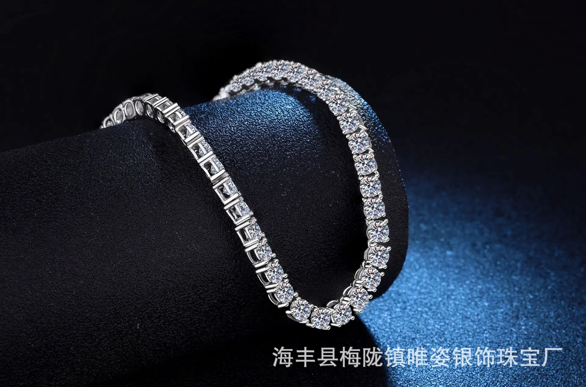 Bulk High-End Hip-Hop Necklace, PT950 Platinum Moissanite Tennis Style, Unisex Aesthetic Luxury Jewelry