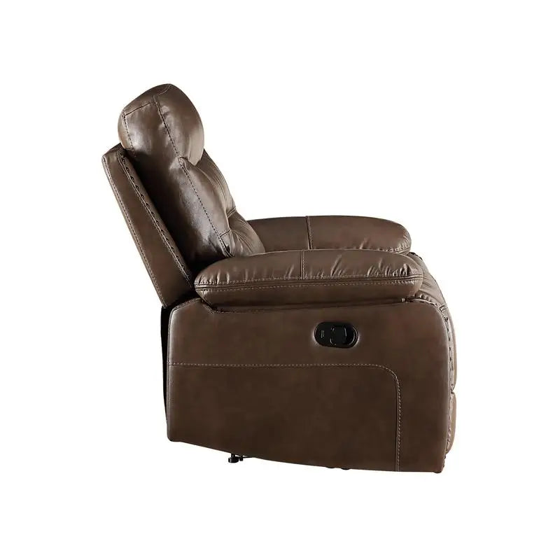 Brown Leather GEL Match Recliner Loveseat - Cozy 2-Seater Sofa for Living Room, Stylish and Comfortable Seating Solution