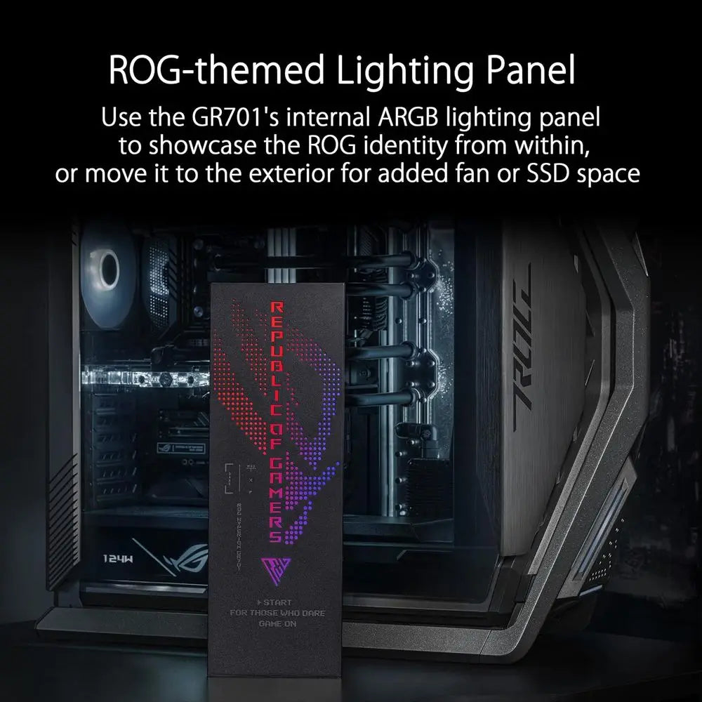 ROG Hyperion GR701 EATX ull-Tower Gaming Case, High Airlow Design, Tool-ree Side Panels, Pre-Installed 4x140mm ans, Supports 420
