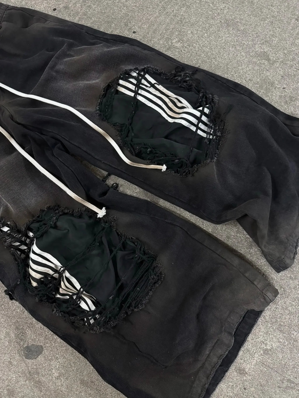 2026 New Y2K Striped Ripped Baggy Jeans for Men Women Harajuku Hip Hop Wide Leg Pants Korean Fashion Couple Casual Trousers