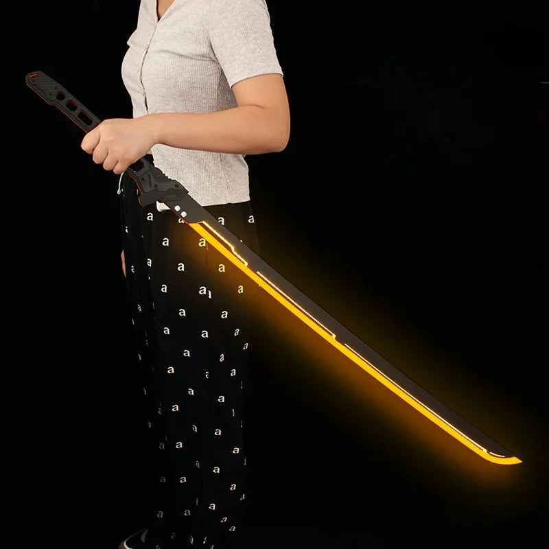 80/108cm Cyberpunk Katana Acrylic Luminous Sword Knife Anime Cosplay Prop Real Size Japanese Katana Samurai Sword Sabre Kid Toy