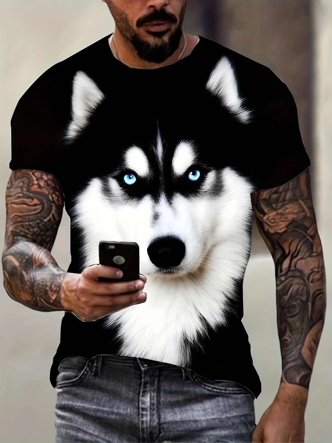 Men's Summer Color Block Striped T-Shirt, Black Green White Patchwork Design with Vertical Stripes & Minimal Logo, Streetwear St