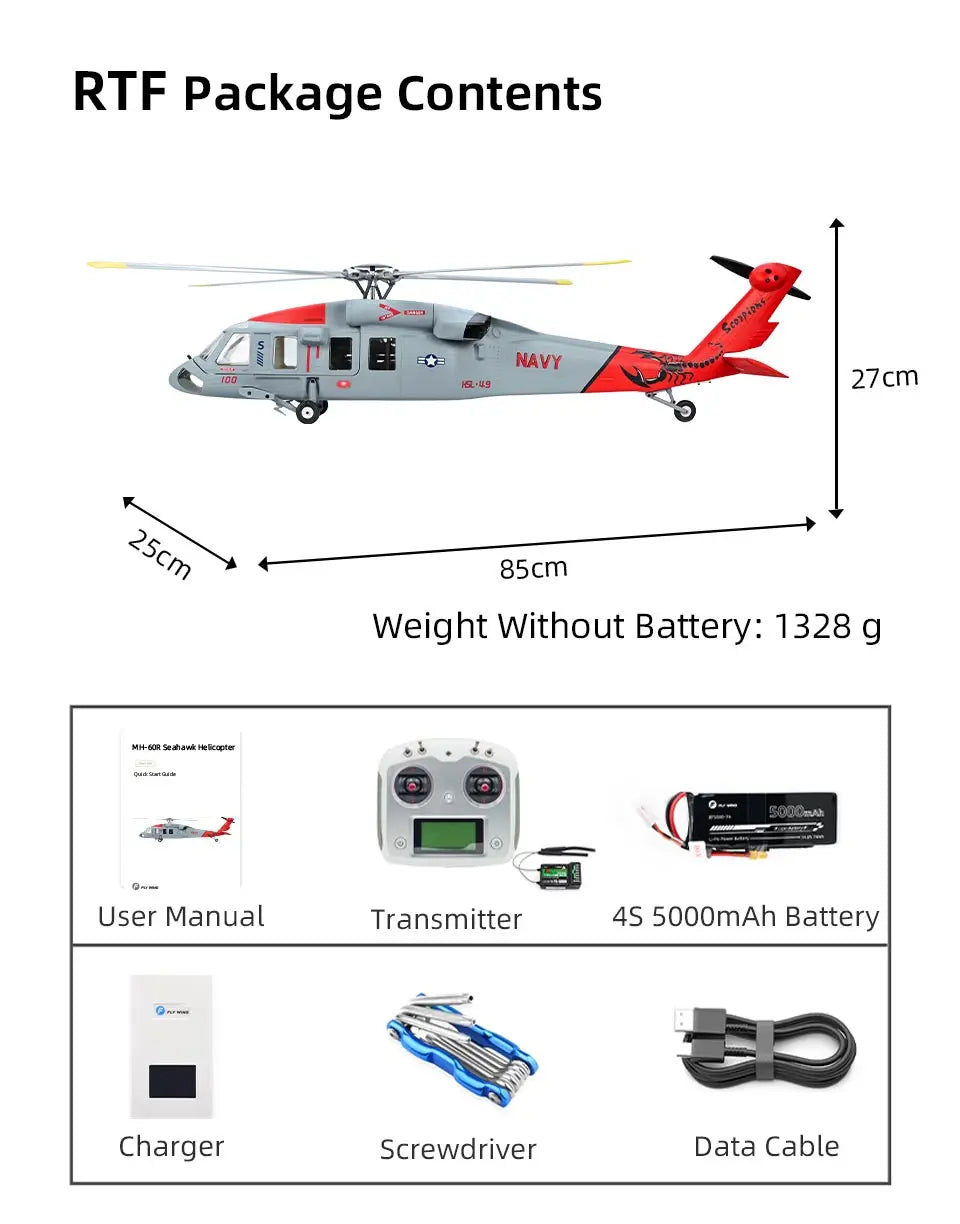 470 Size FLYWING MH-60R Seahawk Scale Helicopter LED Light ACE Flight Control MH60R RC helicopter MH60 Seahawk rc Helicopters