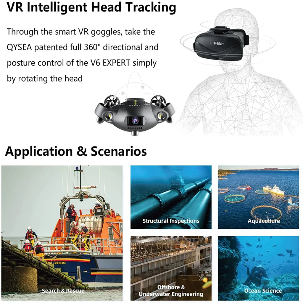 FIFISH V6E M200 Underwater Drone with Industrial Case  AI Vision Lock Portable ROV 6 Hours Underwater Robot with 4K Camera