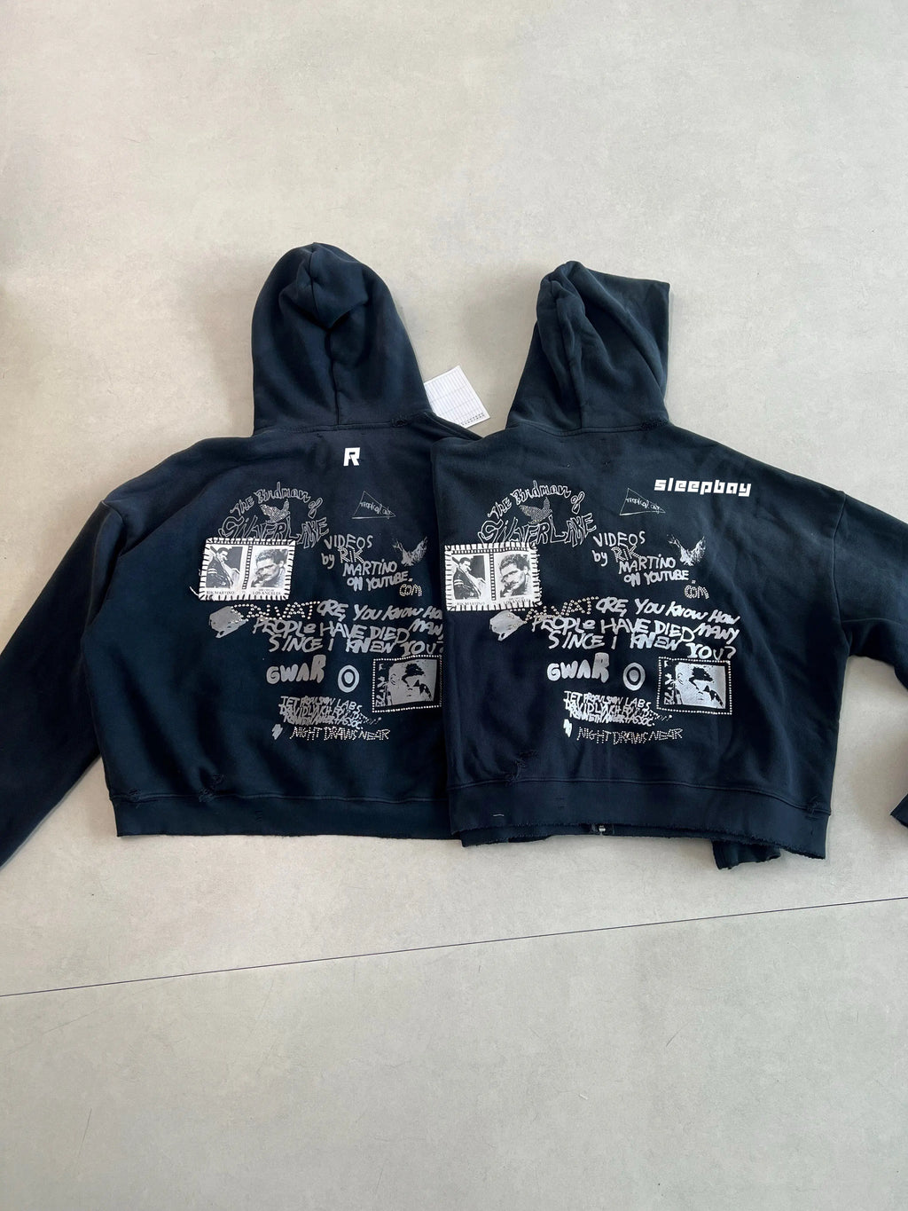 Paly Hollywood 25ss Birdman Medal Rhinestone Zipper Old Damaged Hoodie Jacket