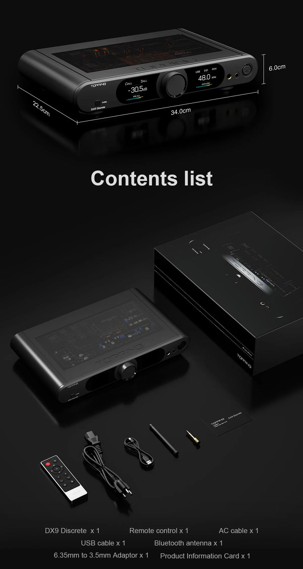 TOPPING DX9 Discrete Fully Balanced DAC & Headphone Amplifier Ten-Band PEQ XU-316 DSD512 768kHz/32bit Bluetooth LDAC