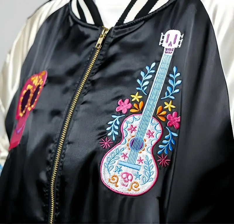 Premium Sukajan Hamahiga Full Embroidery Patchwork Jacket Outerwear Color Block Youth Trend Standard Fit Long Sleeve Zipper C...