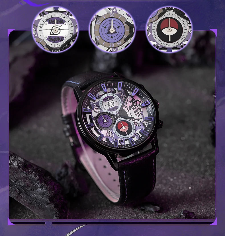 Anime Watch Naruto Uchiha Sasuke Cosplay Men's Travel Matching Waterproof Watch Birthday Gift