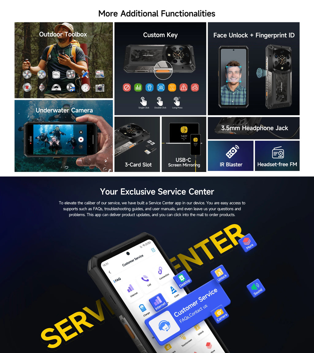 Ulefone Armor 28 Ultra 5G AI Thermal Imaging Rugged Phone 1TB ROM 32GB RAM Dimensity 9300+ Android AMOLED 6.67" Smartphone