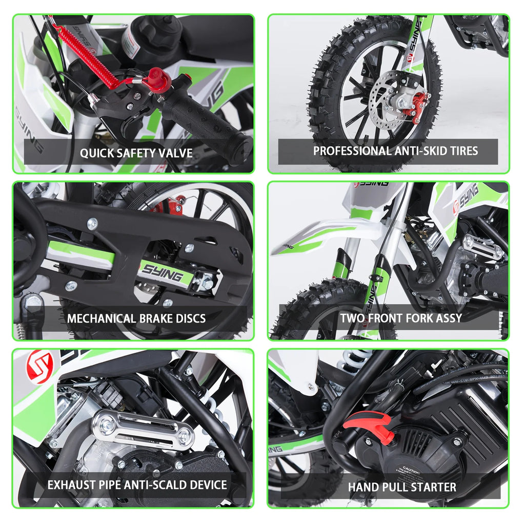 58cc Dirt Bike, 4-Stroke Gas Power Motocross, Mini Pit Bike, Off-Road Motorcycle, Pull Start, Max Speed 21.75mph, Christmas Gift