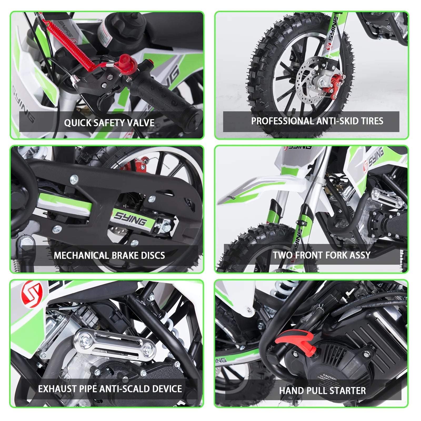 58cc Dirt Bike, 4-Stroke Gas Power Motocross, Mini Pit Bike, Off-Road Motorcycle, Pull Start, Max Speed 21.75mph, Christmas Gift