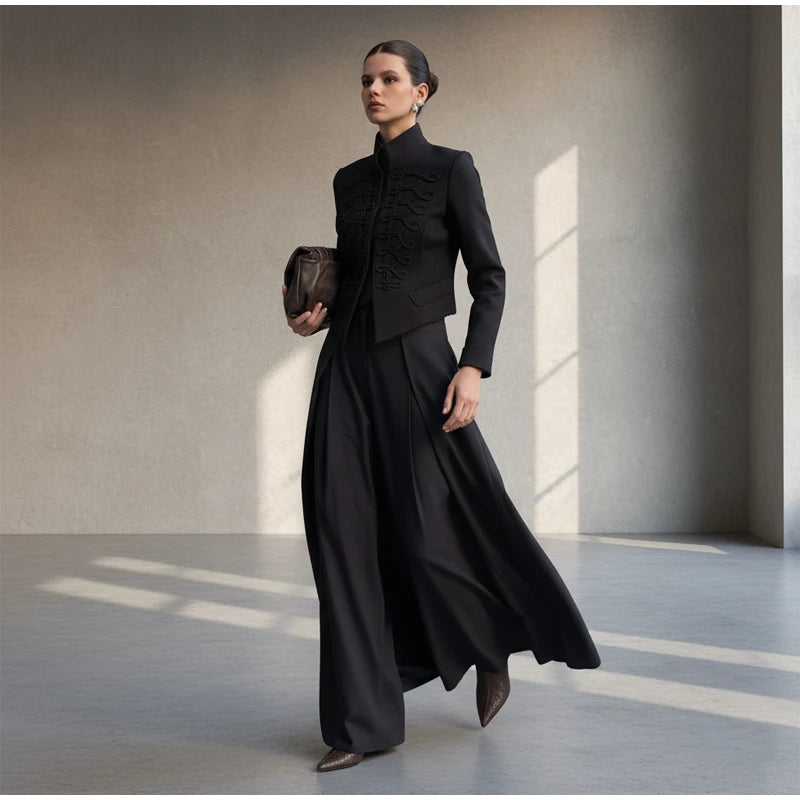 Fashion Stand Collar Military Jacket Women Casual V-neck Full Sleeve Single Breasted Short Jackets 2026 Lady Spring Commute Coat