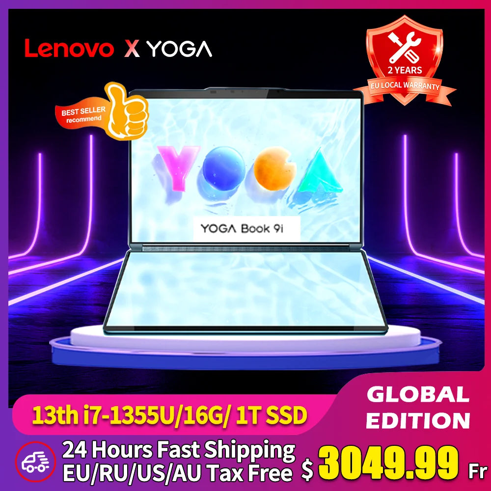 Lenovo YOGA Book 9i Laptop 13th Generation Core i7-1355U 16G 1T Intel Evo Platform 13.3-Inch 2.8K OLED Dual-screen Notebook