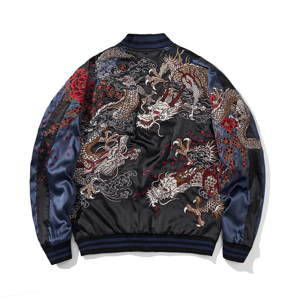 Versatile Japanese Yokosuka Jacket with Dragon Embroidery - Reversible, High-Quality Streetwear for Urban Fashion Enthusiasts