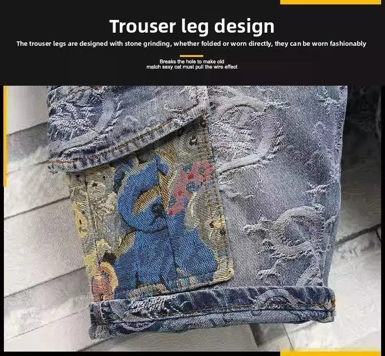 Dragon Embroidered Pants Men's Denim Shorts Men's Summer Thin Overalls 2025 New Designer Five-point Jeans Y2k Clothes Man