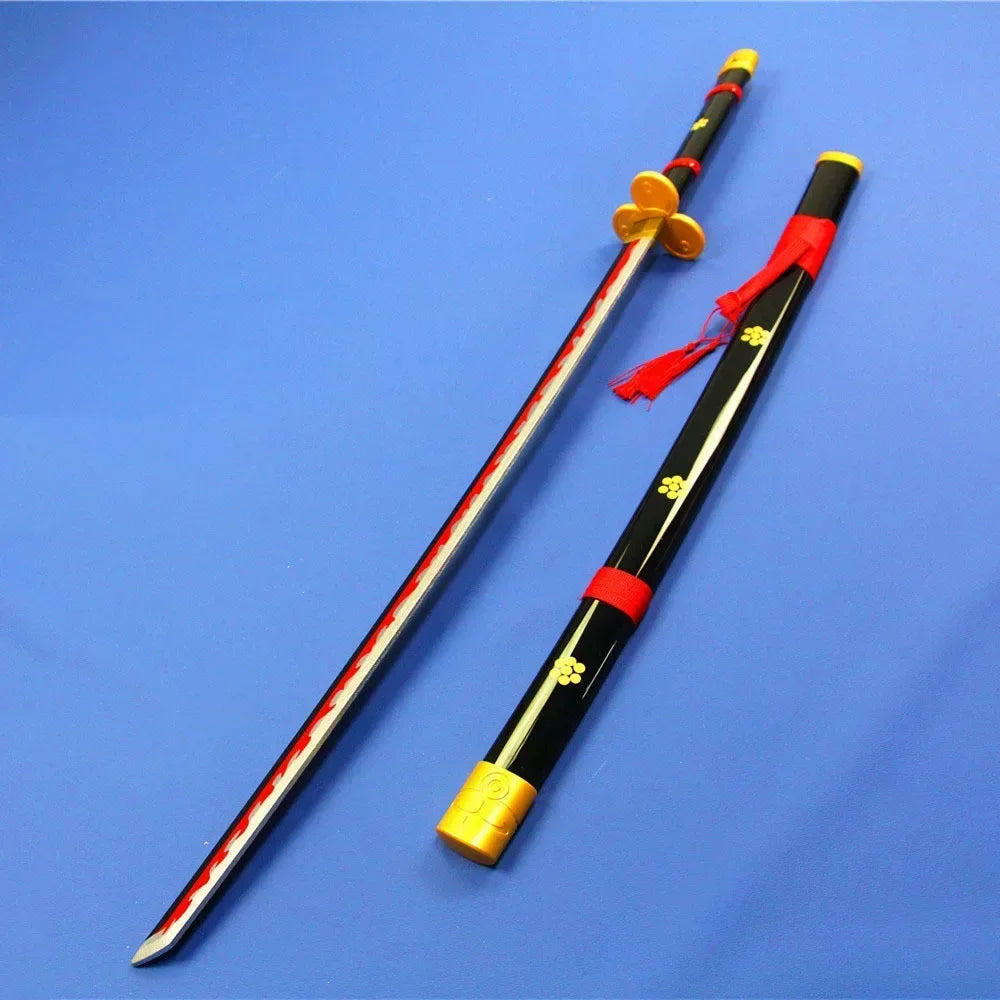 104cm Zoro Katana Sandai Kitetsu Sword Wooden Ninja Blade Anime Cosplay Prop Real Size Japanese Katana Samurai Sabre Kid Toy