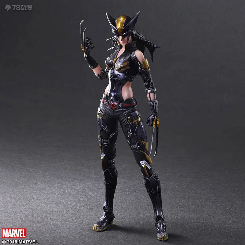 SQEX Original PlayArts Changes Series Marvel Comics Female Wolverine Anime Action Figure Model Toy Model Ornaments Gifts for Boy