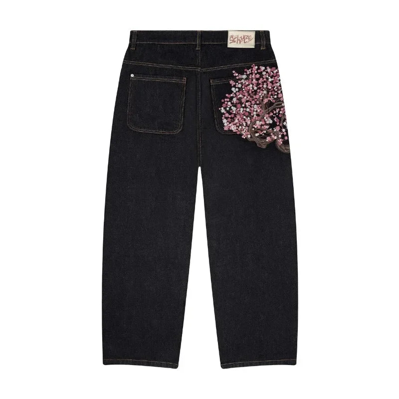 American Retro Horror Blood Hand Halloween Jeans Men's and Women's Y2K New Popular Harajuku Hip-Hop Gothic Loose Street Clothes