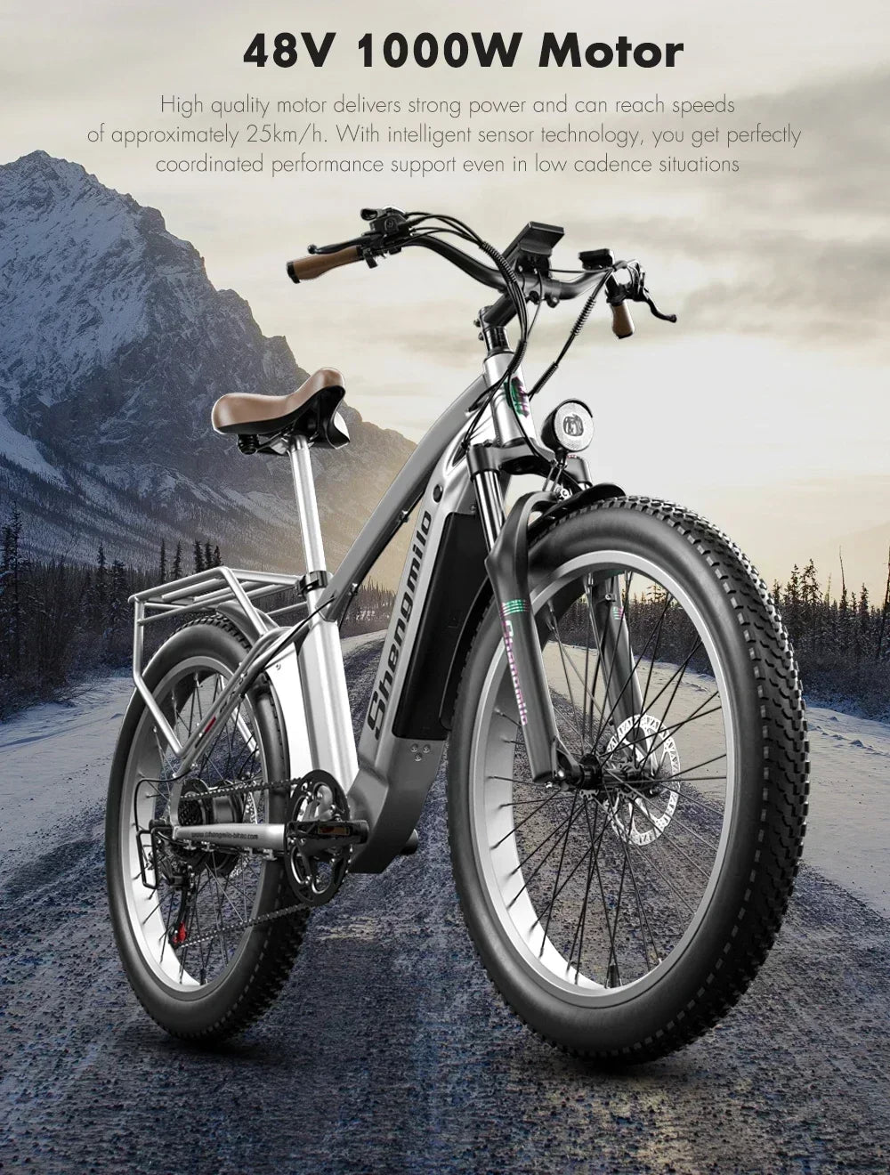 Electric bicycle Shengmilo MX04 1000W Motor 48V 15AH lithium battery Electric Bike 26inch Fat Tire Mountain Off-Road Snow E-bike