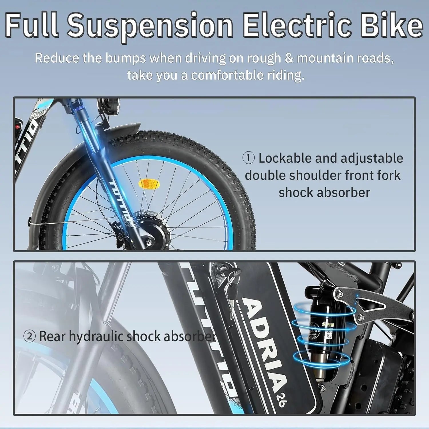 26 Dual Motor Electric Bike for Adults, 5000W Peak 210NM 40-46MPH Fast E-Bike, 52V 25AH Motorcycle, 32-90 Miles, 26