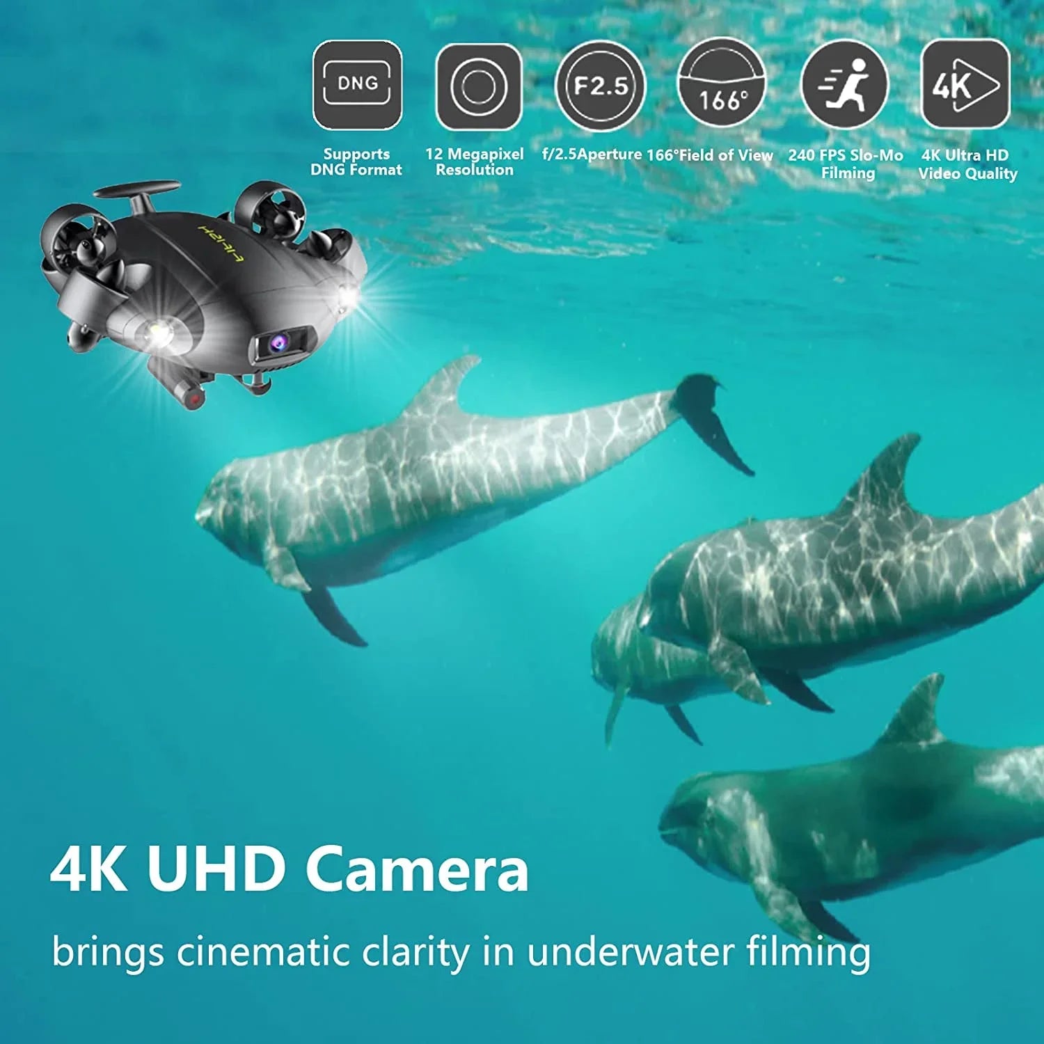 FIFISH V6E M200 Underwater Drone with Industrial Case  AI Vision Lock Portable ROV 6 Hours Underwater Robot with 4K Camera