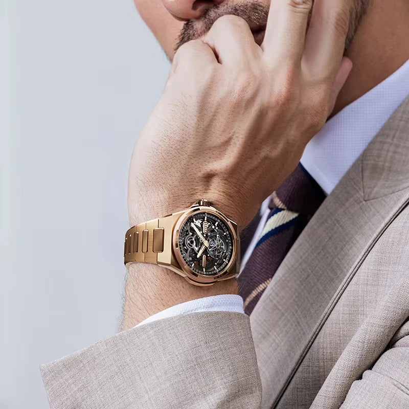 BONEST GATTI Brand BG7004 Mechanical Wristwatches Automatic Movement Luxury Sapphire Watches Skeleton Watches For Men
