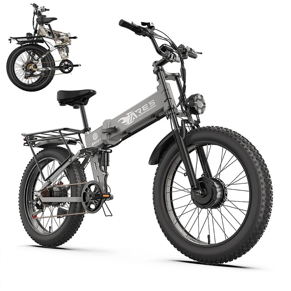 Electric Bike 2000W 52V 25AH AWD Dual Motor Folding E-bike 24"Fat Tyre E-bike US