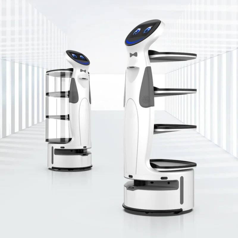 Customized Amy Humanoid AI Robot Waiter for Restaurant / Coffee Shop Automatic Walk and Talk Meal Delivery Robot