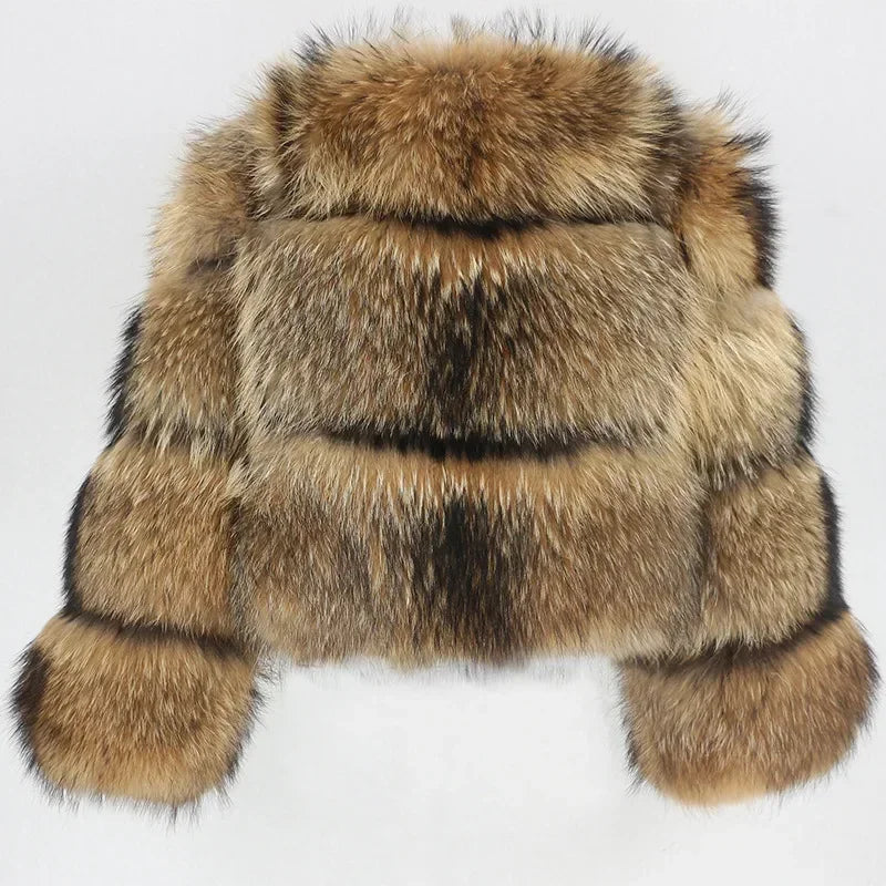 Punk Fake Raccoon Fur Jacket Women Autumn Winter Faux Fur Fox Coats Short Coat Jackets Furry Outerwear Work Thick Warm Coats