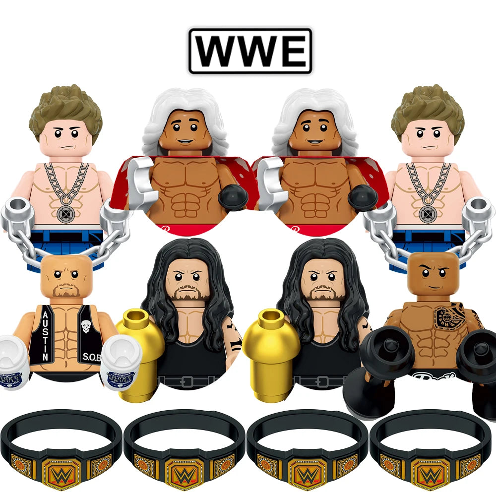 WWE Bricks Action Figures Wrestler Championship Gold Belt Characters Building Blocks Occupation Wrestling Gladiators Toys Gifts