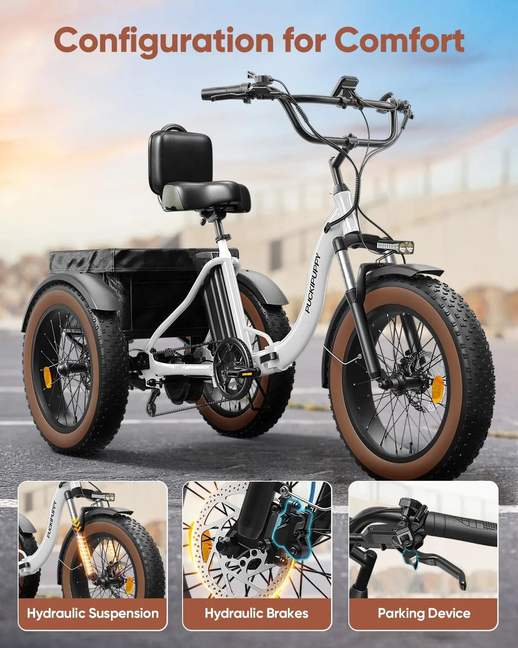 Electric Tricycle for Adults Fat Tire 3 Wheel Electric Trike 960W 55Miles E-Bike