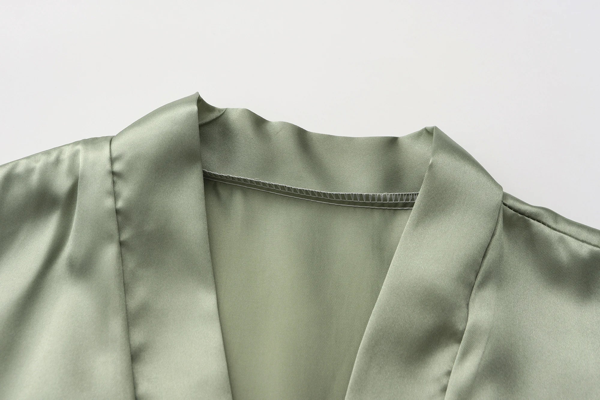 Women's Satin Robe Silk Kimono Bathrobe Pure Short Sexy Sleepwear Bridesmaid Bride Party Robes Grass Green
